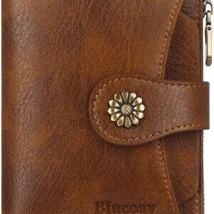 Women's RFID Wallet Leather Bifold Small Card Holder with Removable ID Window